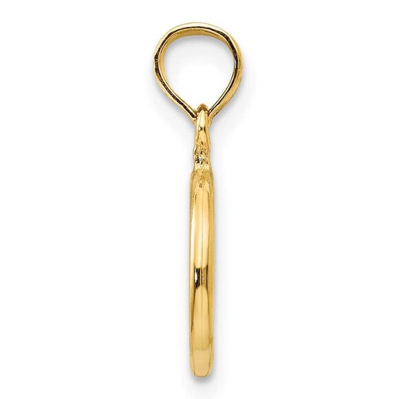 14k Yellow Gold 10mm Polished 3D Peace Sign Pendant - Picture 2 of 4